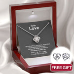 Close-up detail of Sterling Silver Necklace - To my Love + earrings FREE showing premium quality craftsmanship