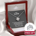 Close-up detail of Sterling Silver Necklace - To my Love + ring FREE showing premium quality craftsmanship