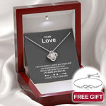 Close-up detail of Sterling Silver Necklace - To my Love + bracelet FREE showing premium quality craftsmanship
