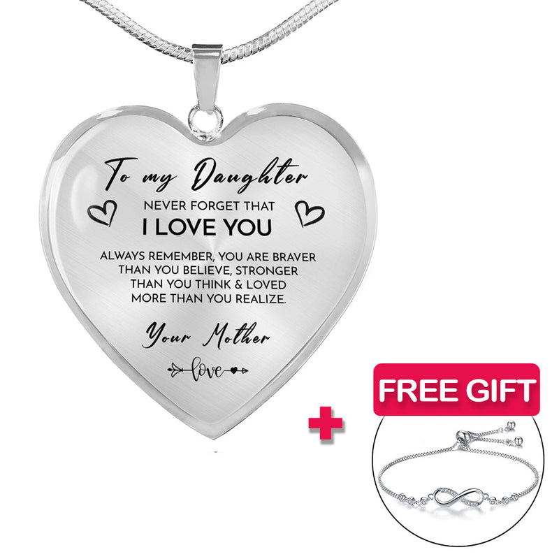 Heart necklace - Daughter + bracelet FREE  front view - Beyond Love