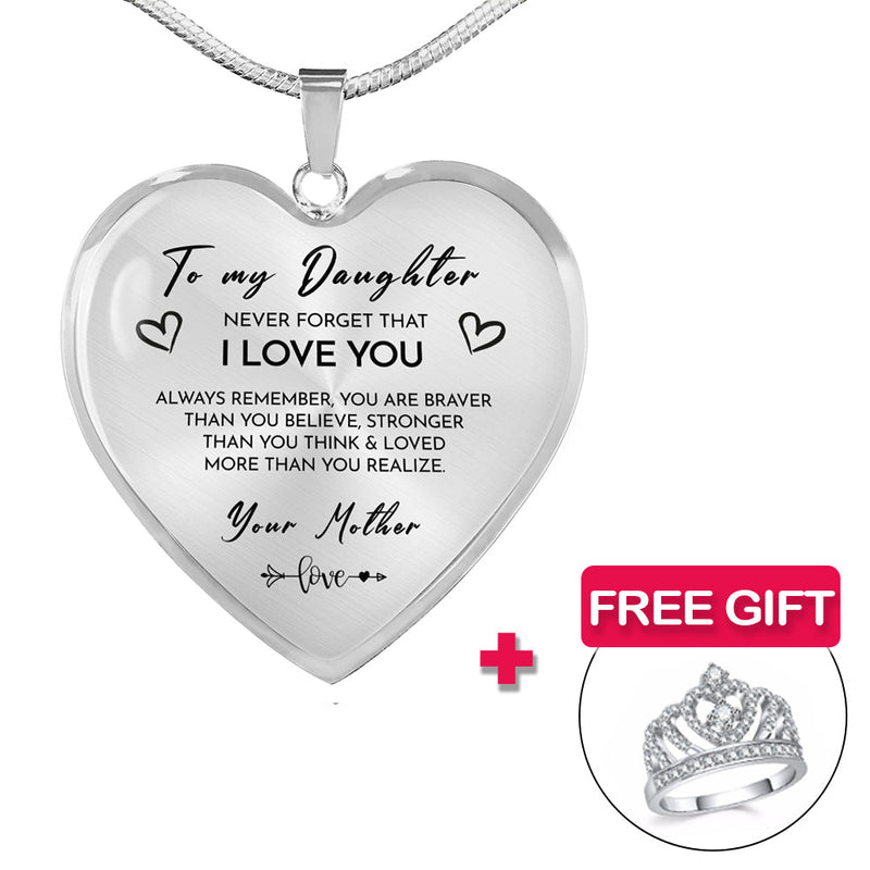 Heart necklace - Daughter + ring FREE  front view - Beyond Love