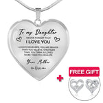 Heart necklace - Daughter + earrings FREE