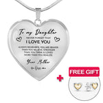 Heart necklace - Daughter + earrings FREE  front view - Beyond Love
