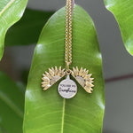 Sunflower necklace - You are my sunshine custom engraving detail and material quality