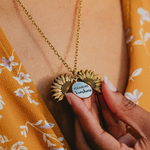 Sunflower necklace - You are my sunshine worn styling photo showing elegant design