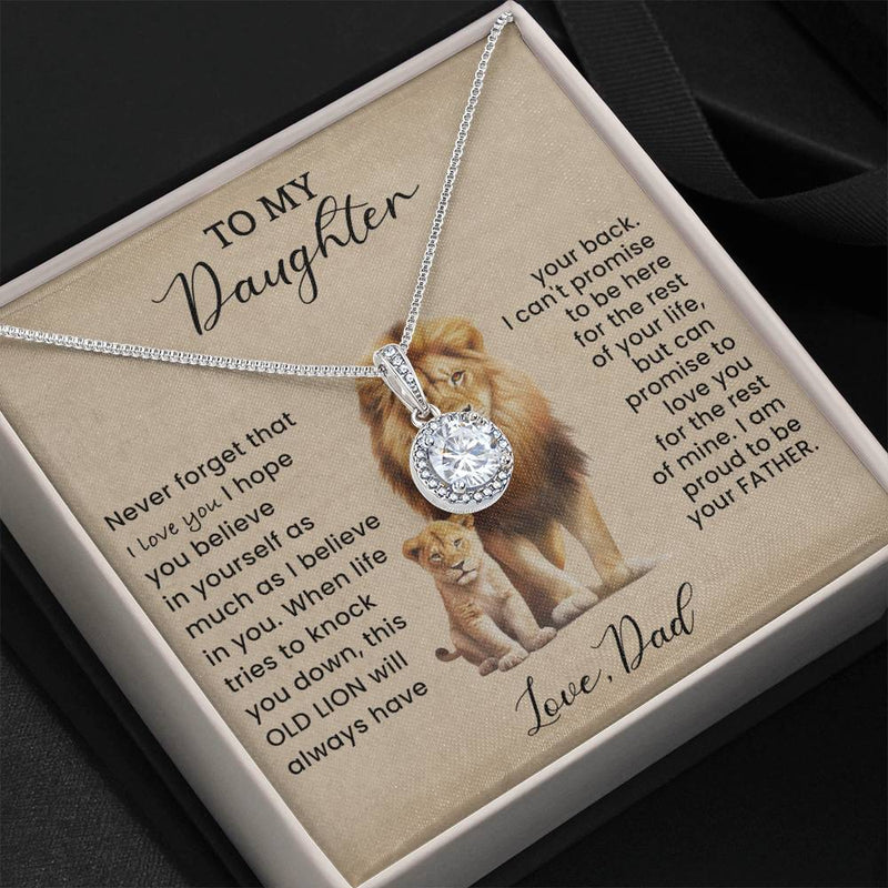 Close-up detail of Sterling Silver Necklace "To My Daughter - I Love You" showing premium quality craftsmanship